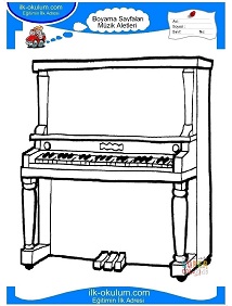 Çocuklar İçin Piano Boyama Sayfaları 
